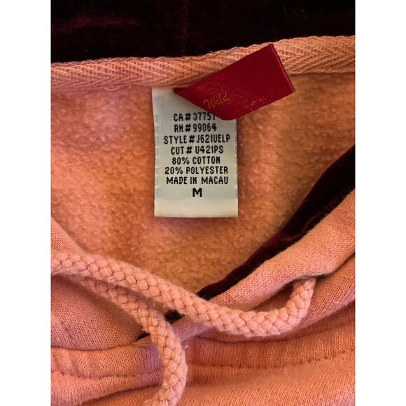 Y2K billabong salmon and burgundy velour hoodie cotton blend size M vintage - Picture 8 of 8